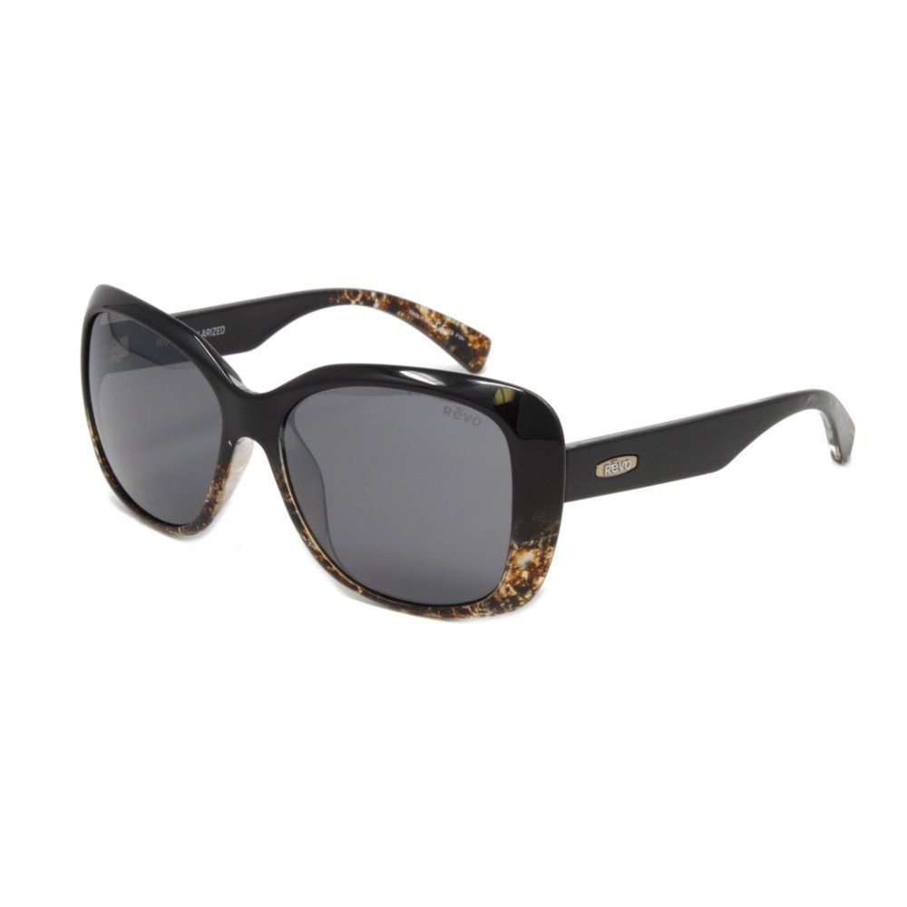 Revo Sunglasses Devin RE1055 01GY Black Amber Polarized Lens 56mm